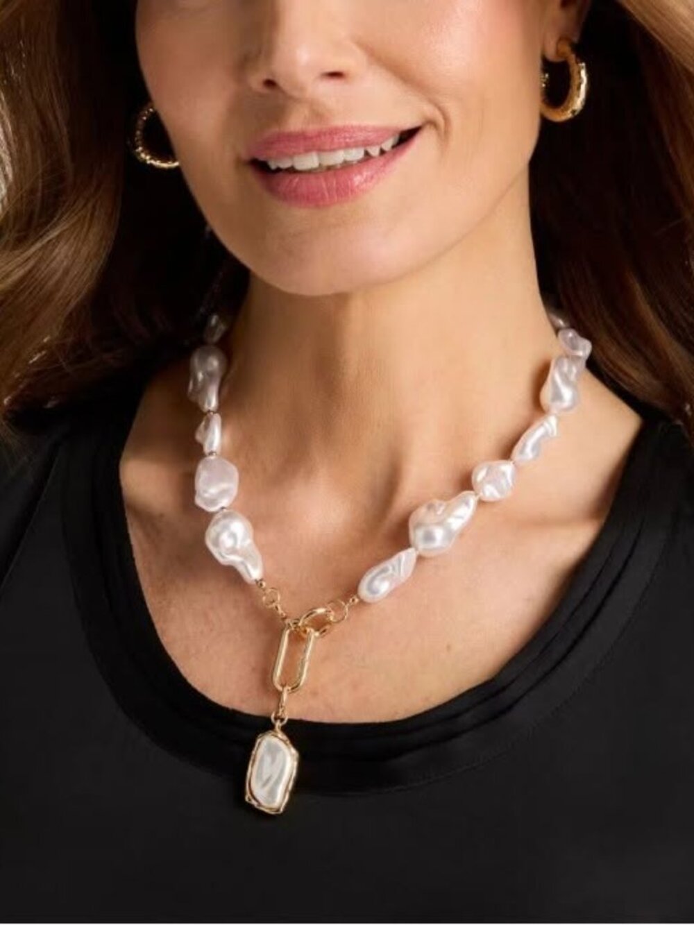 NWT CHICO'S Siren Faux Pearl Y-Necklace and matching earrings